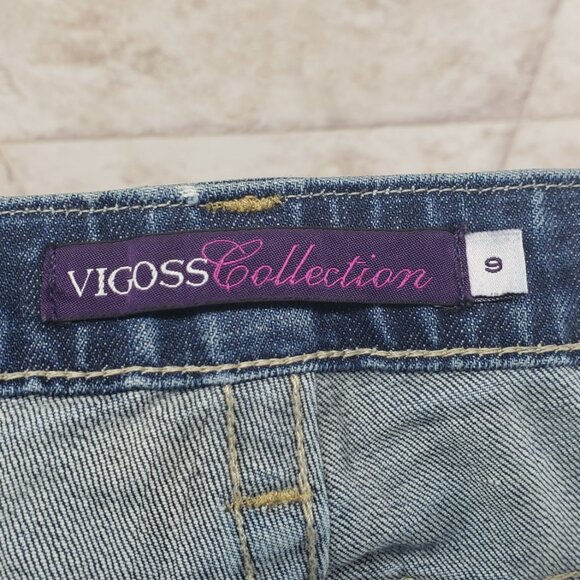 Distressed Embellished Holey Low Rise Straight Leg Jeans Vigoss Collection Sz 9 - Picture 3 of 12